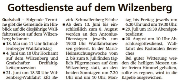 20230513 Sauerlandkurier WilzenbergGottesdienste